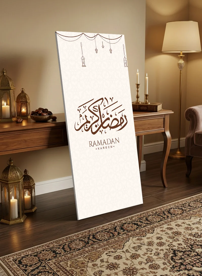 لوحة لوحة كانفاس على إطار خشبي مع حامل خلفي بتصميم رمضان كريم